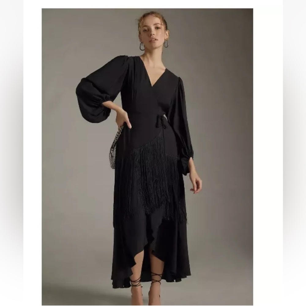 NWT! ANTHROPOLOGY HUTCH FRINGE WRAP DRESS size xxs petite MSRP $220